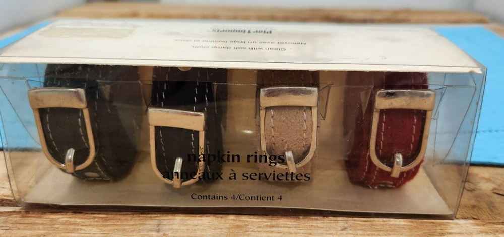 Pier 1 Imports Set Of Four Watch Band Themed Napkin Rings In Original Box